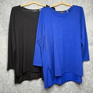 Tahari Women's Set of 2 Crewneck Long Sleeve Shirt- Sz‎ 1X